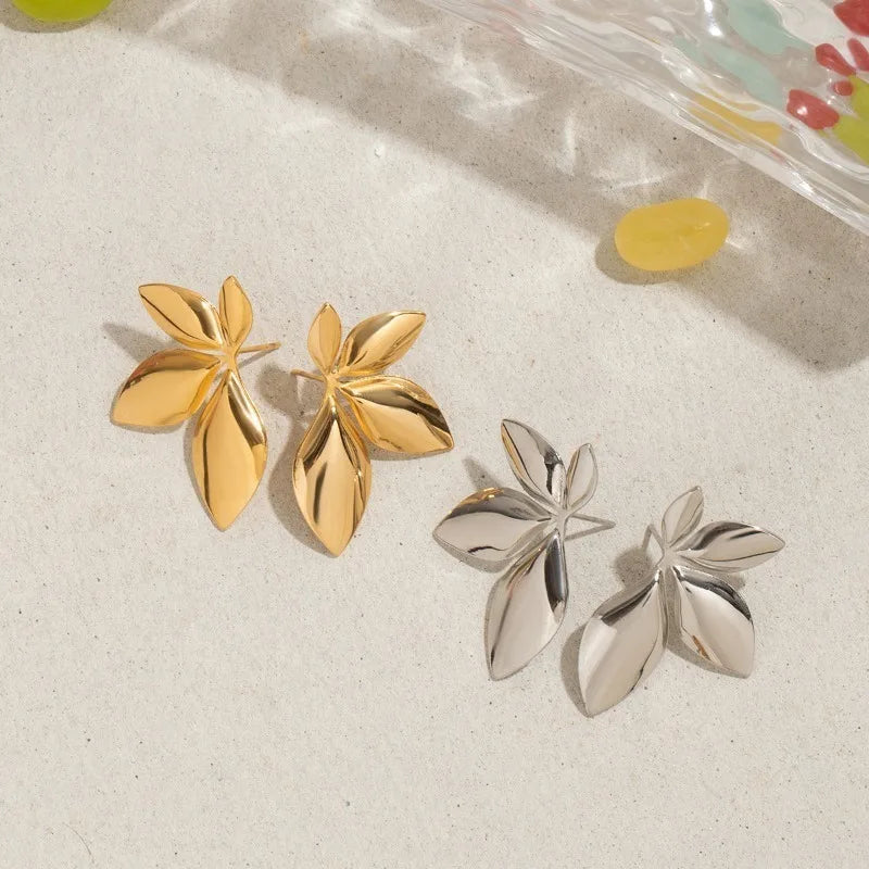 Leaf Floral Stud Earrings