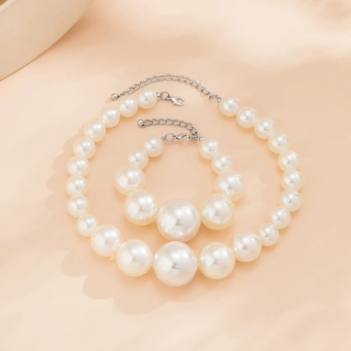 Bold Pearl Choker & Bracelet Set
