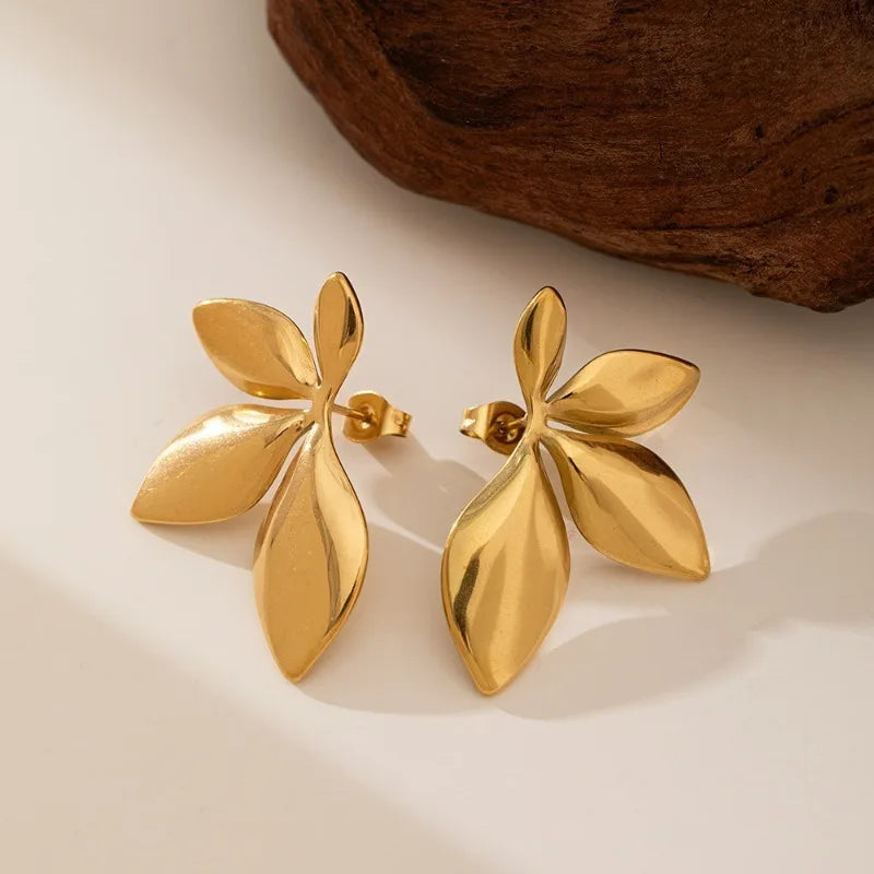 Leaf Floral Stud Earrings