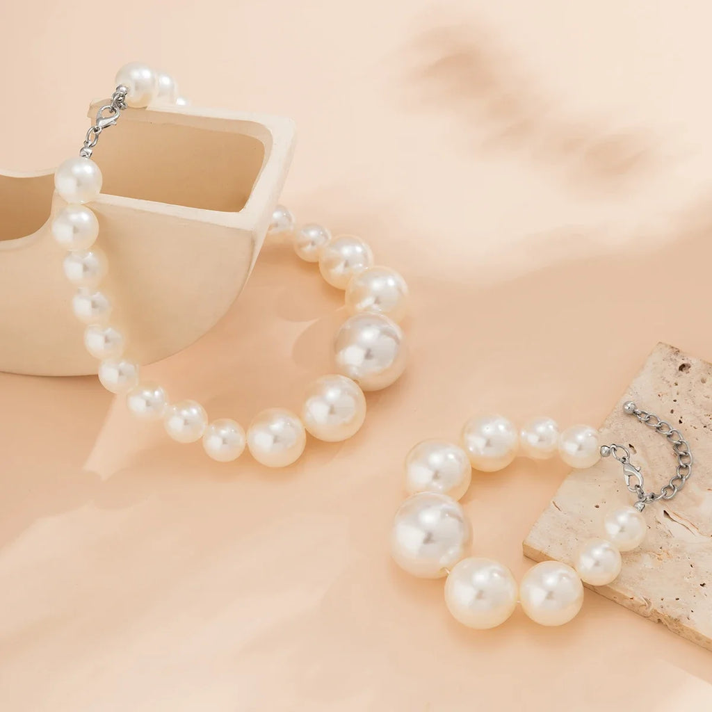 Bold Pearl Choker & Bracelet Set