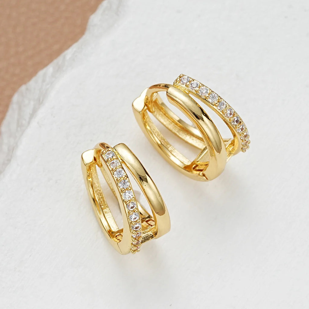 Double Layer Zircon Hoop Earrings