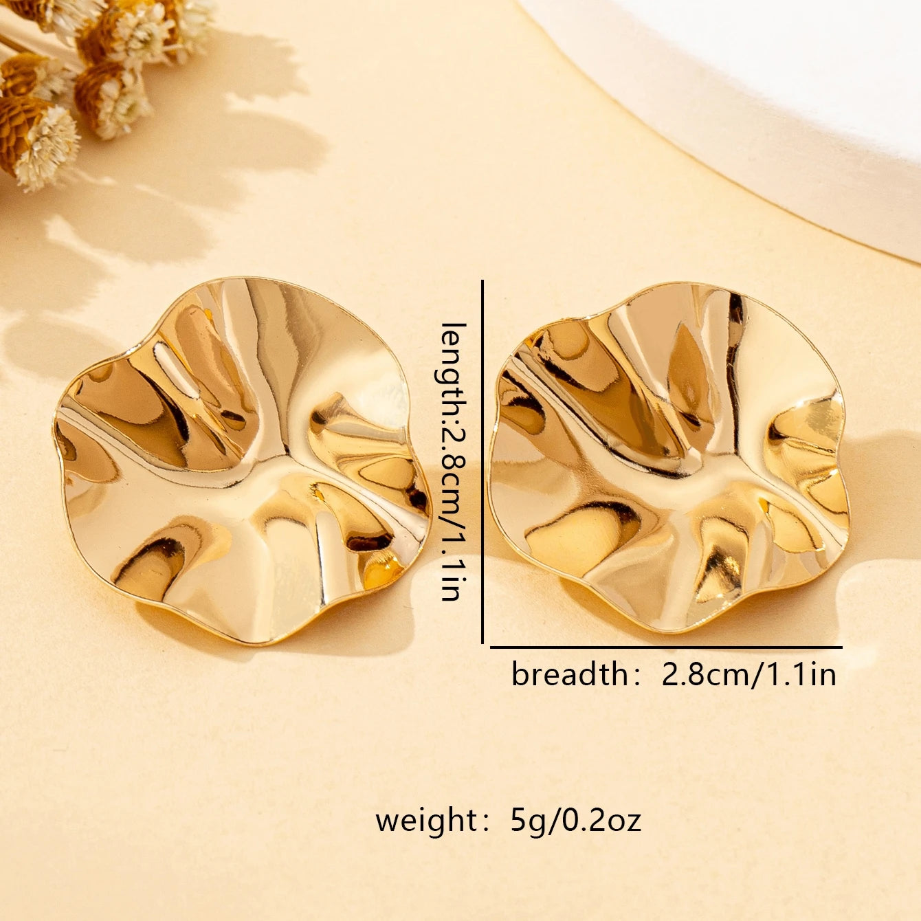 Irregular Round Gold-Plated Earrings