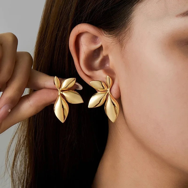 Leaf Floral Stud Earrings