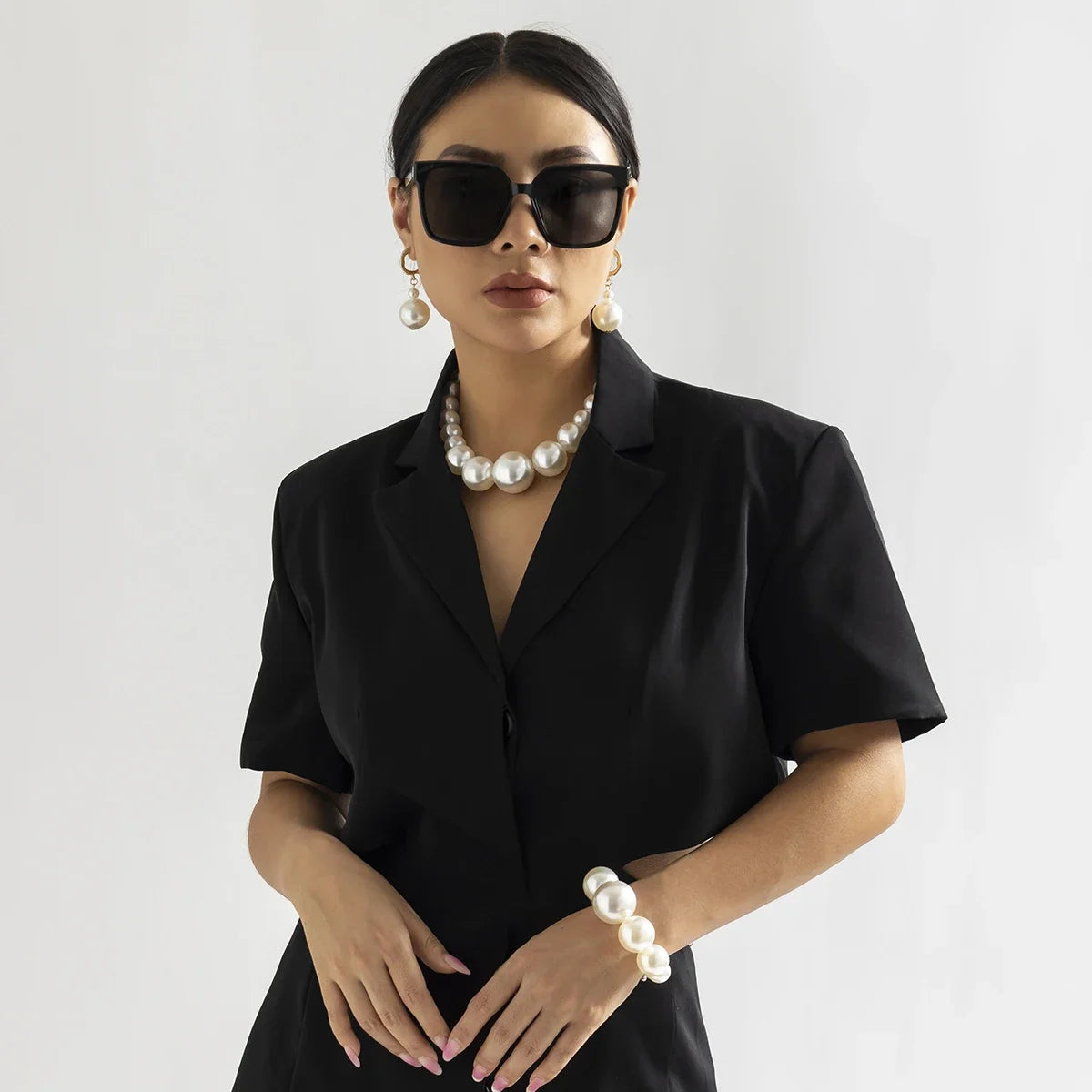 Bold Pearl Choker & Bracelet Set