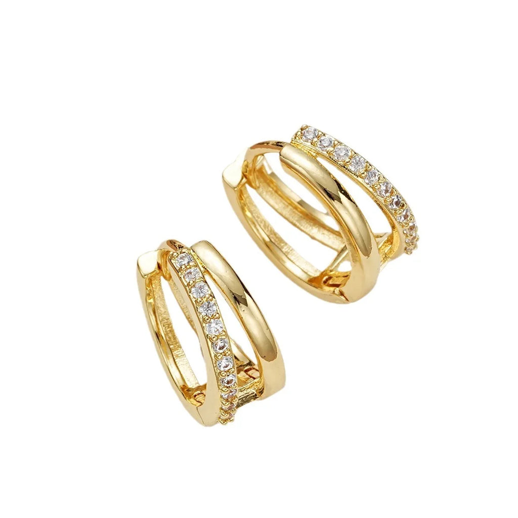 Double Layer Zircon Hoop Earrings