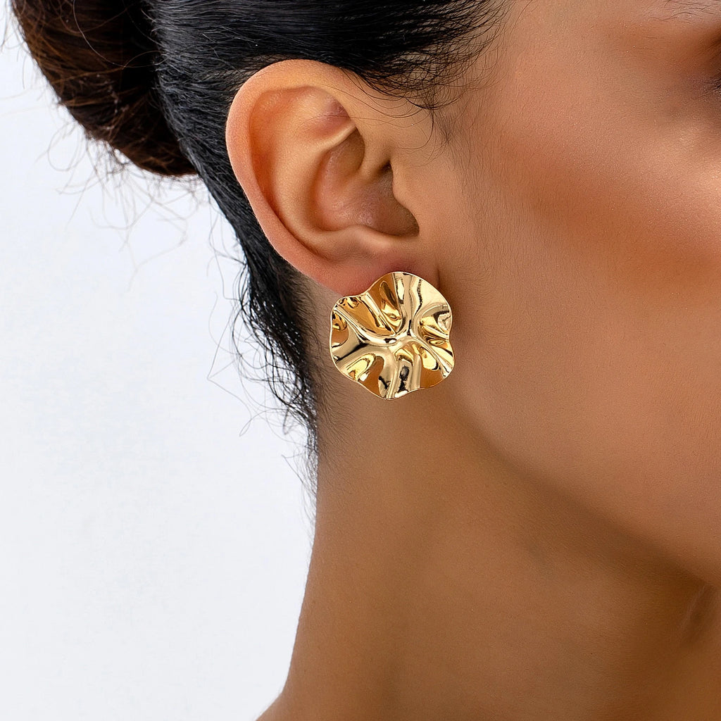 Orecchini rotondi irregolari placcati oro 